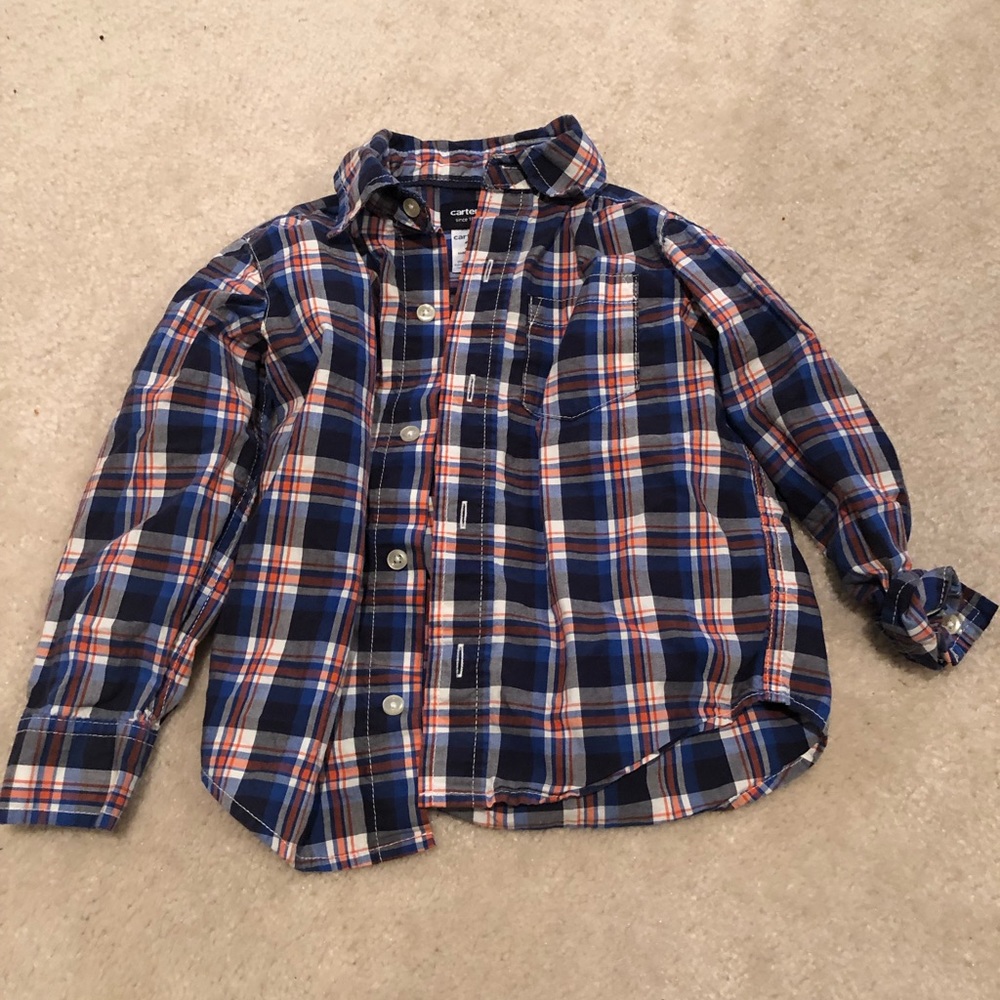 Carter’s Navy Plaid Button-Down 3T***Like New***
